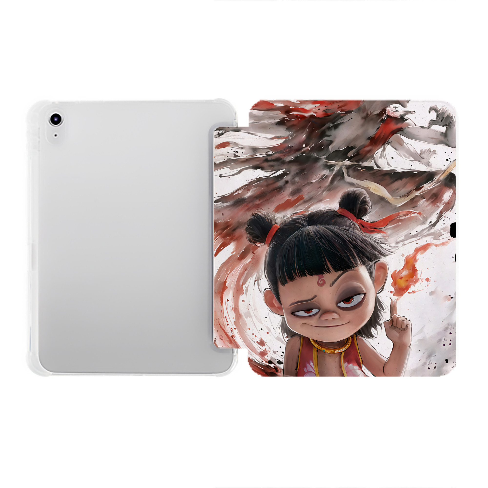 （画像用） Ne Zha 2 ナタ 魔童の大暴れ IPad ケース ペン収納付き 三つ折りスタンド PUレザー×シリコン 対応機種9.5/10.5/10.9インチ